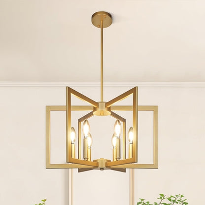 6-Light Gold Pendant Light, Modern Farmhouse Dining Room Light