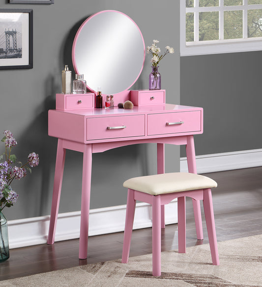Liannon Contemporary Wood Vanity and Stool Set for Bedroom and Dressing Area