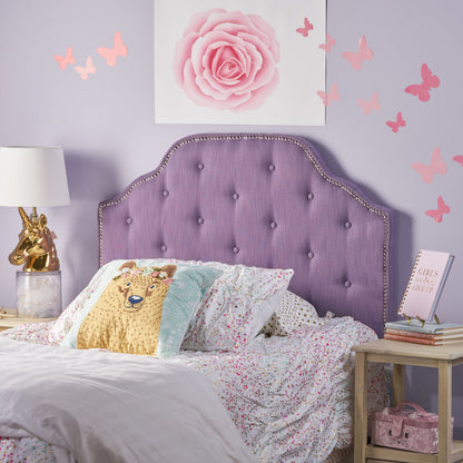 Tufted Upholstered Headboard Twin Size, Solid Wood Head Board with Durable Metal Legs, Adjustable Height Twin headboard with Nailhead Trim,fabric Headboard in Modern Button Tuffted Design