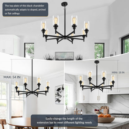 Black Chandeliers for Dining Room Light Fixture, Modern Farmhouse