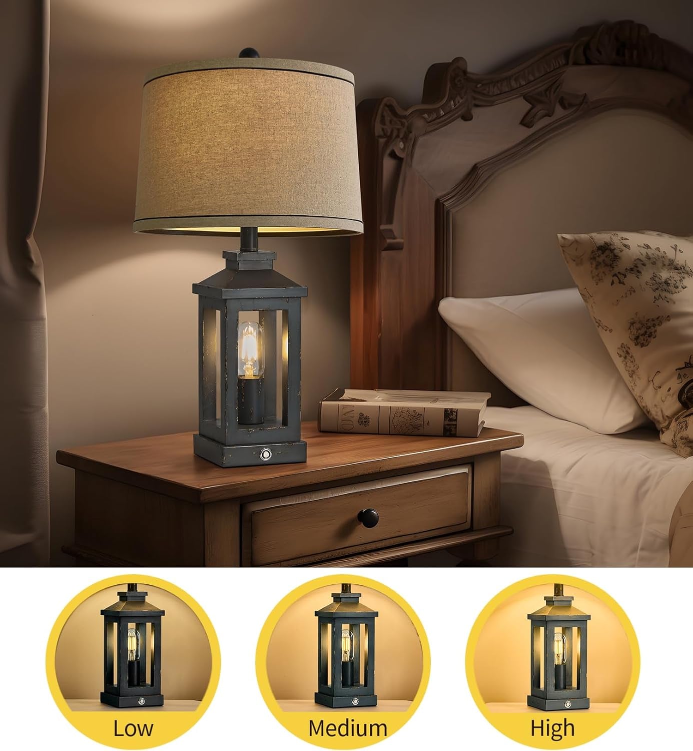 23.75" Farmhouse USB A+C Charging Ports 3-Way Dimmable Touch Control
