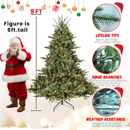 9FT Full-Shape Christmas Tree with 1100 UL Lights – PE/PVC Mixed