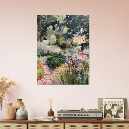 'Garden Path' Floral I 24x32 Museum-Quality Matte Paper Poster | Original Artwork by American Artist Barbara Cleary