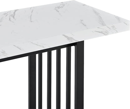 Contemporary Marble Top Console Table with Storage Shelf