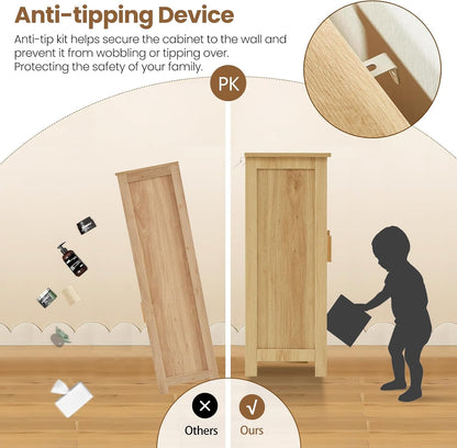 Storage Cabinet Rattan Credenza for Living Room and Coffee Bar, Multifunctional