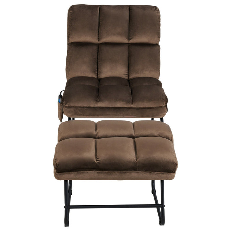 Velvet Massage Recliners with Ottoman Remote Control and Side Pocket