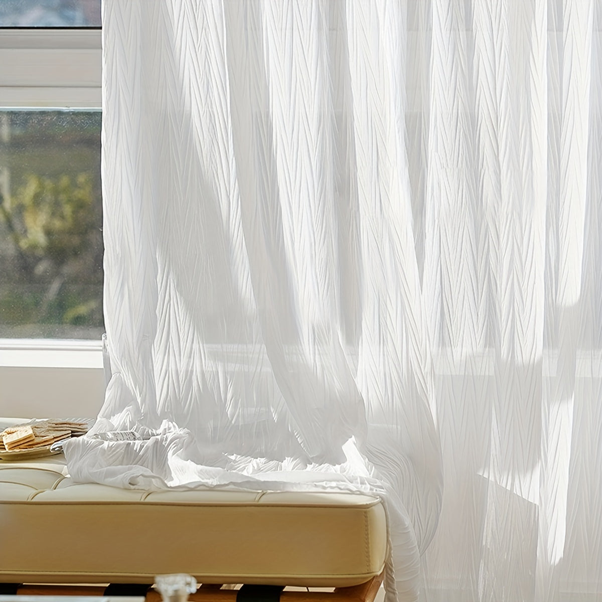Elegant White Sheer Curtain with Rod Pocket Decor