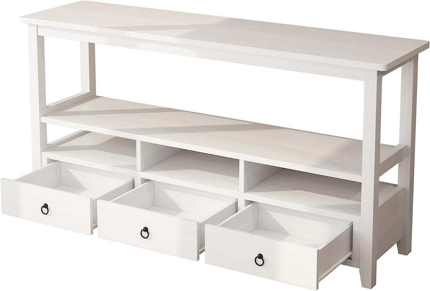 Vintage White Console Table with Storage Drawers