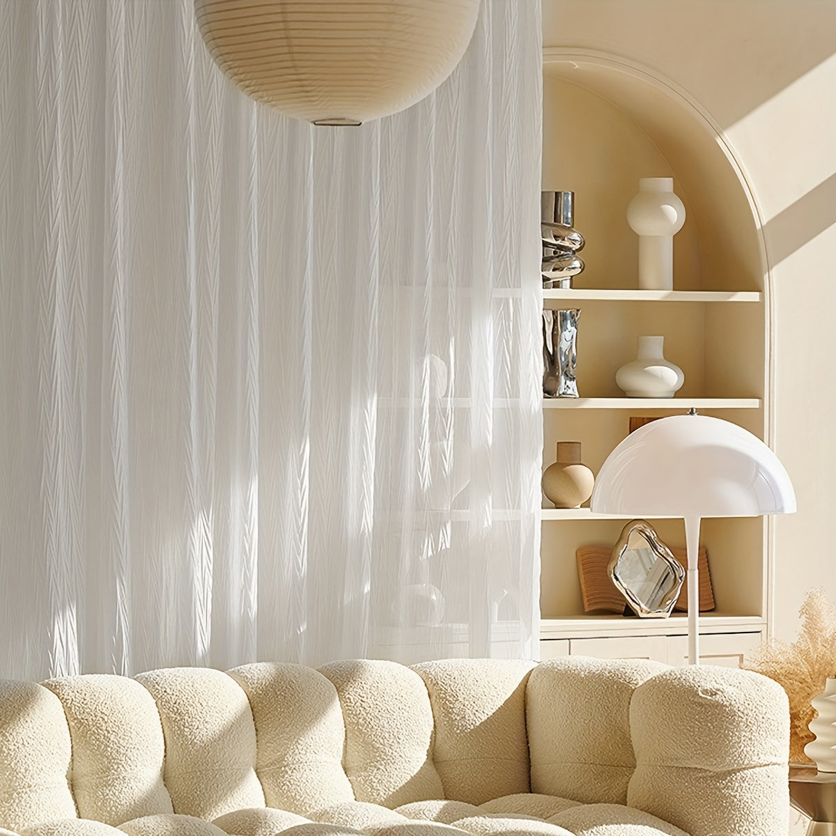 Elegant White Sheer Curtain with Rod Pocket Decor