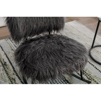 Wide Faux Fur Plush Nursery Rocking Chair, Baby Nursing Chair with Metal Rocker, Fluffy Upholstered Glider Chair, Comfy Mid Century Modern Chair for Living Room