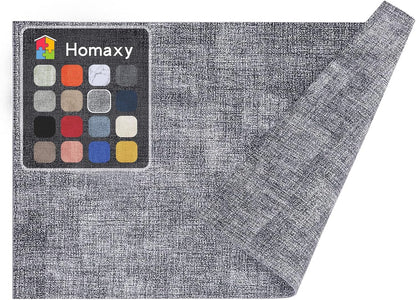 Homaxy Faux Leather Heat Resistant Placemats for Dining Table Set of 6, Waterproof Wipeable Washable PU Table Mats, Easy to Clean Anti-Slip Place Mats, 11.8" X 17", Beige