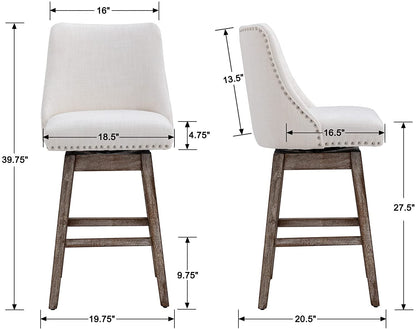 Upholstered Stool Chairs with Back and Wood Legs, Set of 4