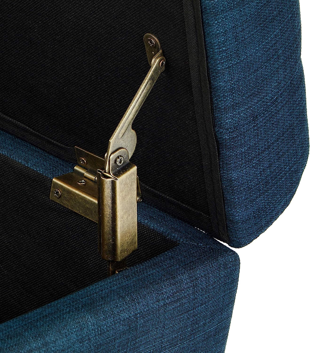 Blue Linen Ottoman with Storage by FHW