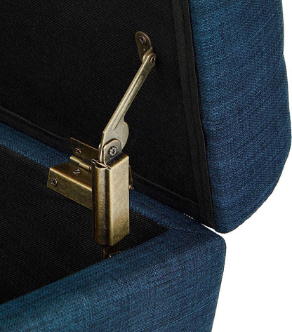 Blue Linen Ottoman with Storage by FHW