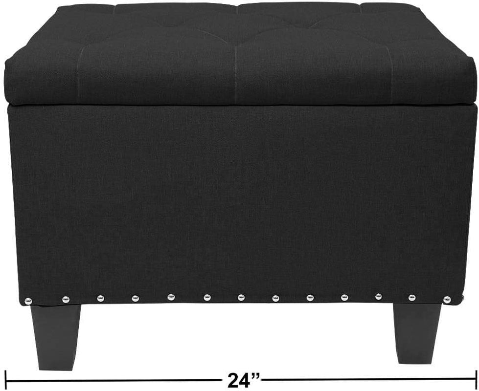 Tufted Lift Top Storage Bench Ottoman