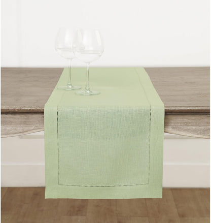 Solino Home Purple Linen Table Runner 60 Inches Long – 100% Pure Linen Classic Hemstitch Table Runner 14 X 60 Inch – Machine Washable Dining Table Runner for Valentines Day, Spring, Easter Decor