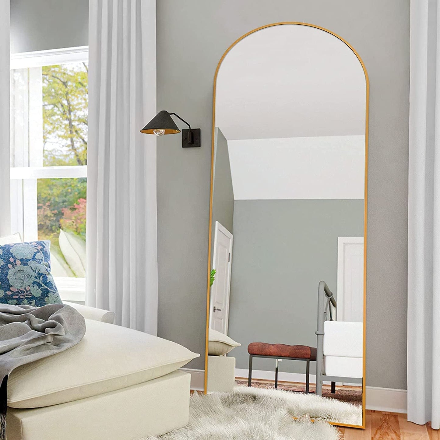 Arched Full Length Mirror, Gold Frame