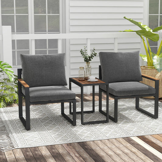 3 Pieces Aluminum Frame Weatherproof Outdoor Conversation Set with