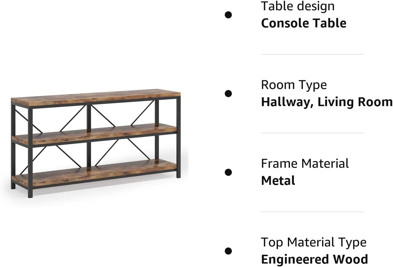 3-Tier TV Stand with Storage Shelves