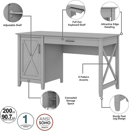 Key West Computer Desk with Storage and File Cabinet Including Lateral Filing