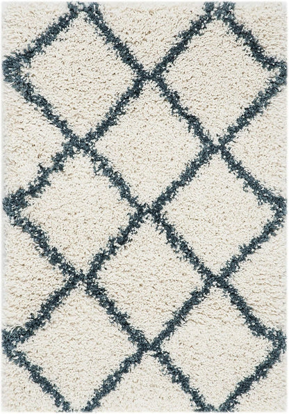 SAFAVIEH Hudson Shag Collection Area Rug - 7' Square, Beige & Ivory, Modern Trellis Design, Non-Shedding & Easy Care, 2-Inch Thick Ideal for High Traffic Areas in Living Room, Bedroom (SGH281S)