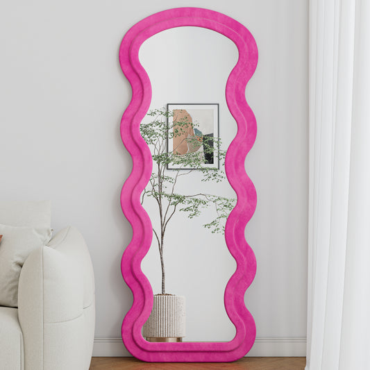 Flannel Full Length Wave rose Floor Mirror  for Bedroom living room Hanging or Against The Wall