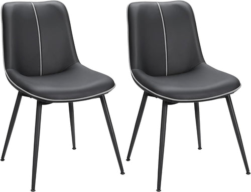 Leather Dining Chairs Set of 2, Comfortable Upholstered Seat Dining