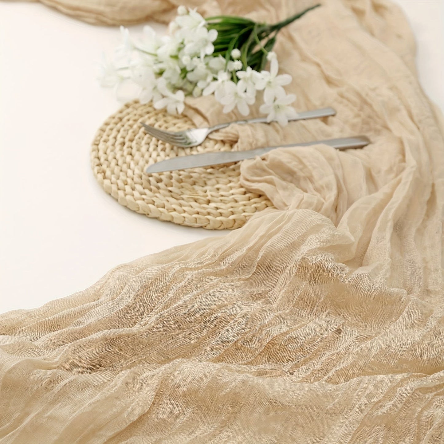 Boho Chic Solid Cheesecloth Table Runner for Events