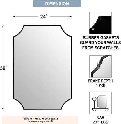 Stainless Steel Frame Black Vanity Mirror, Irregular Wall Mirror,