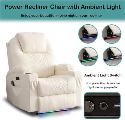 Power Recliner Chair with Heat and Massage for Adults - Home Theater