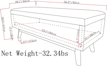 Mid Century Modern Storage Ottoman in Chestnut Brown