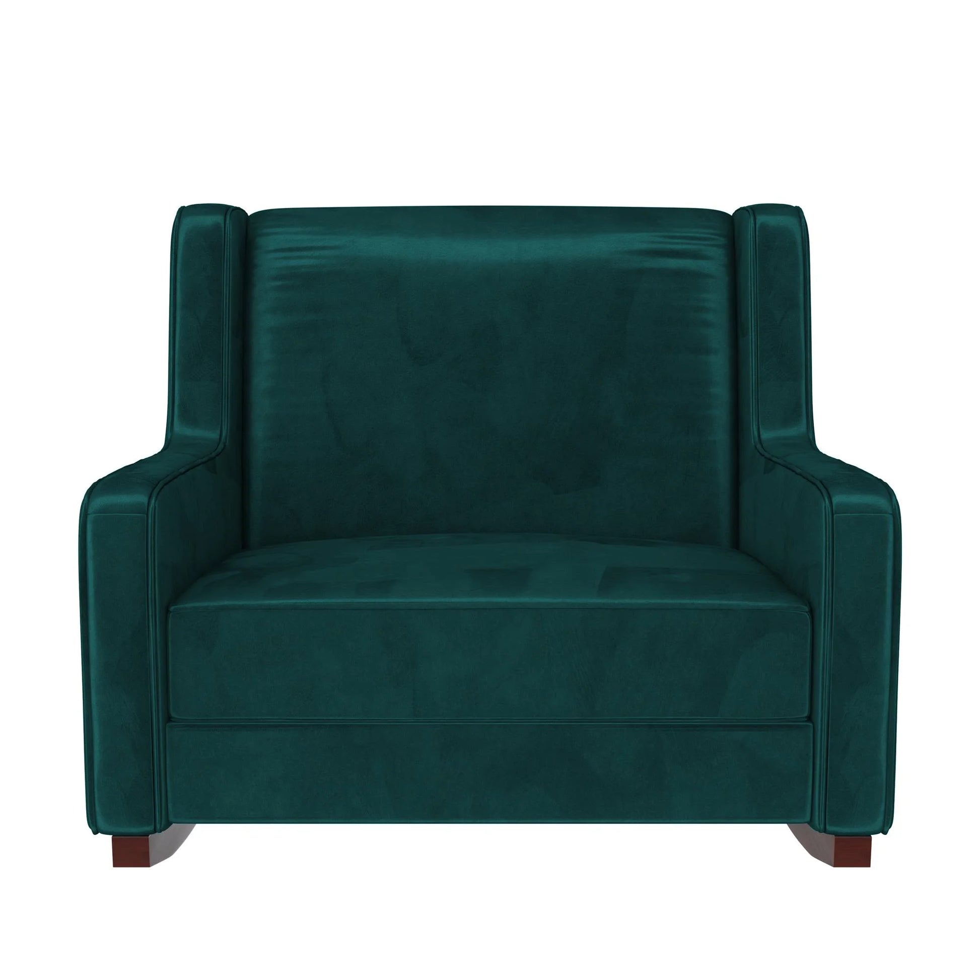 Hadley Upholstered Double Rocker Chair, Green Velvet