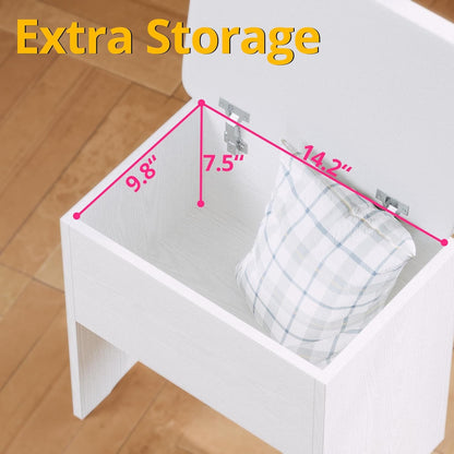 Small Makeup Vanity Desk with Mirror and Lights, Vanity Table Set with