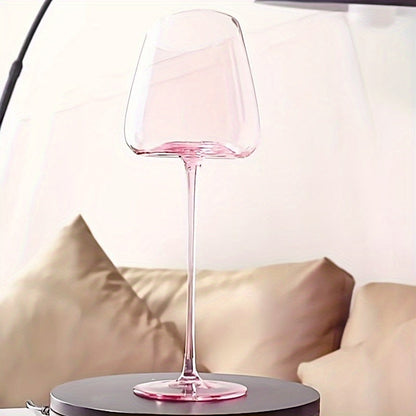 2pcs Pink Flamingo Crystal Wine Glasses - Elegant Slanted Mouth