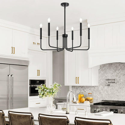 Black Chandelier, 6-Light Farmhouse Chandelier for Dining Room