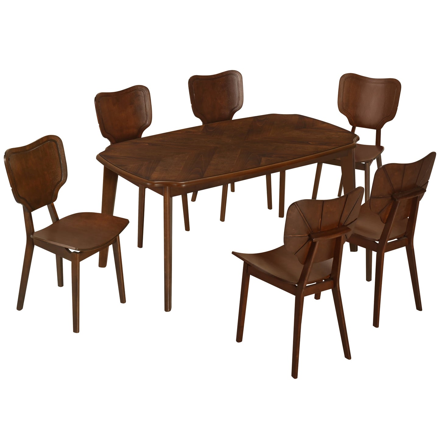 Vintage-Style Solid Wood Dining Table Set with Classic Dining Chairs for Home