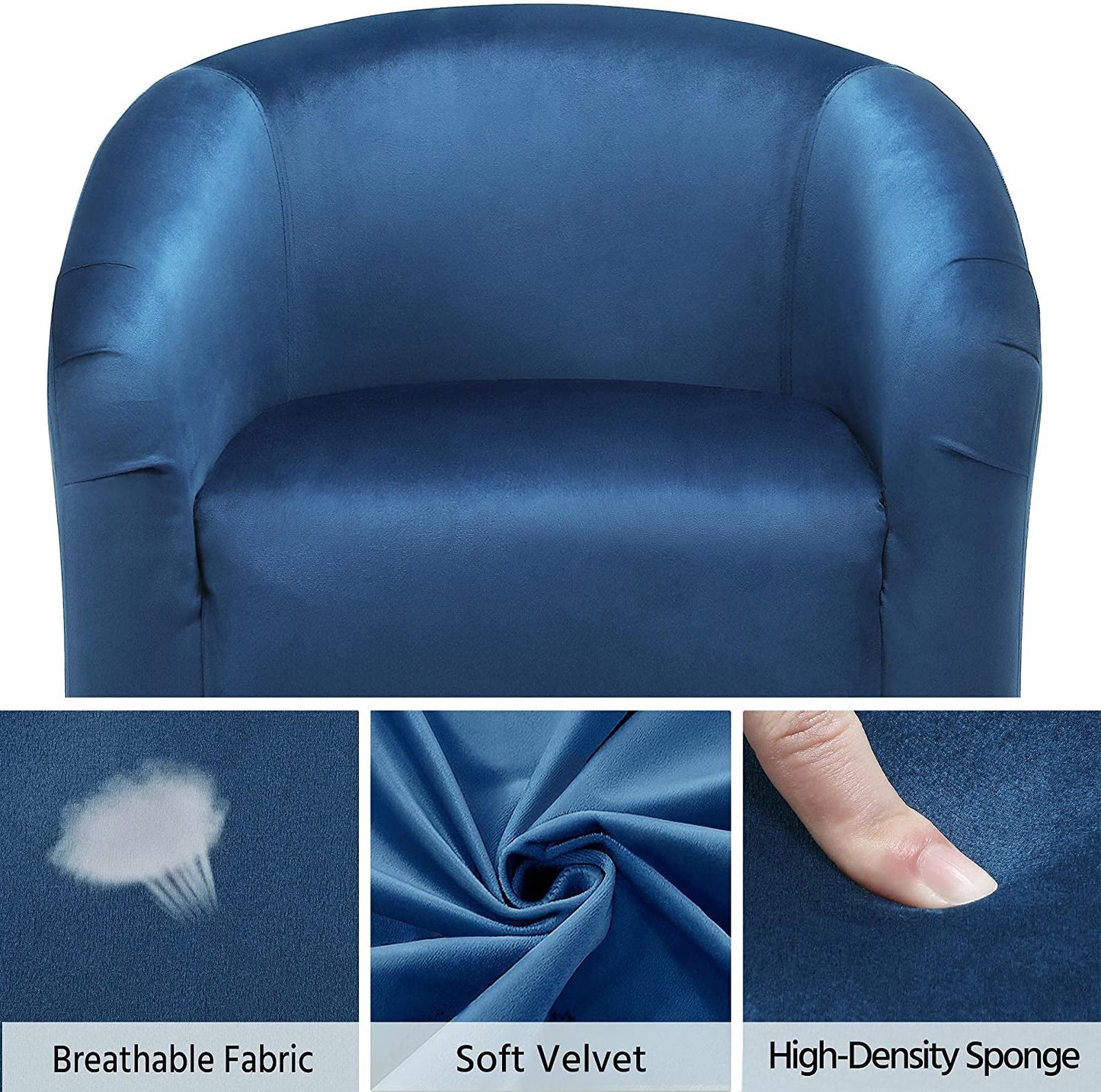 Pagoda Blue Velvet Club Chair with Armrests