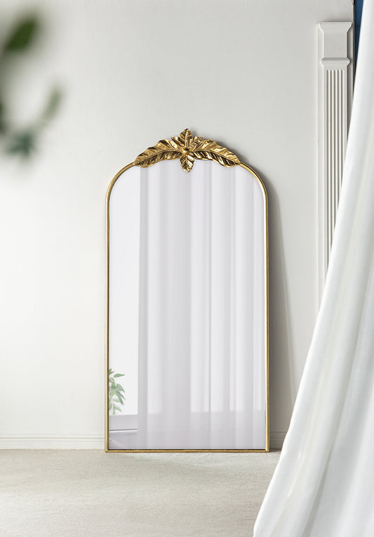 66' x 36' Full Length Mirror, Arched Mirror Hanging or Leaning Against Wall, Large Gold Mirror for Living Room