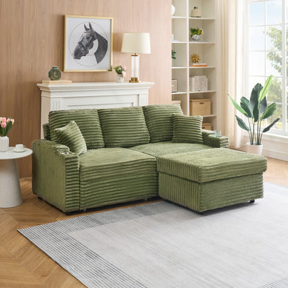 An 80-inch foldable and hidden chaise longue with cup holders, a