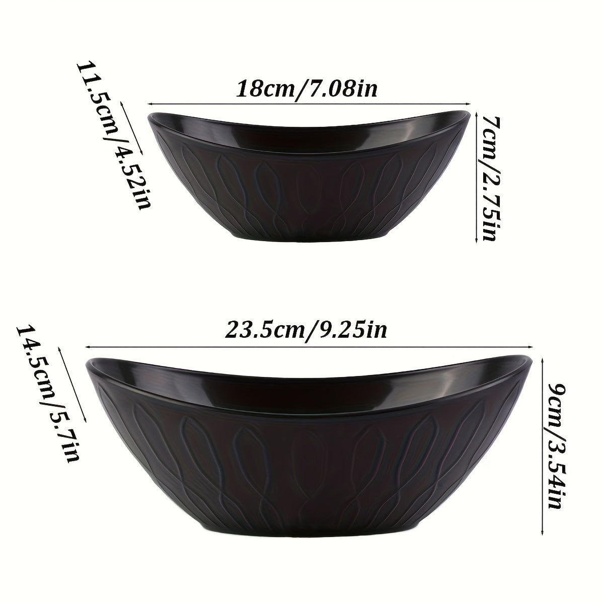 Set of 2 Unbreakable Yuanbao Bowls for Oatmeal  Pasta