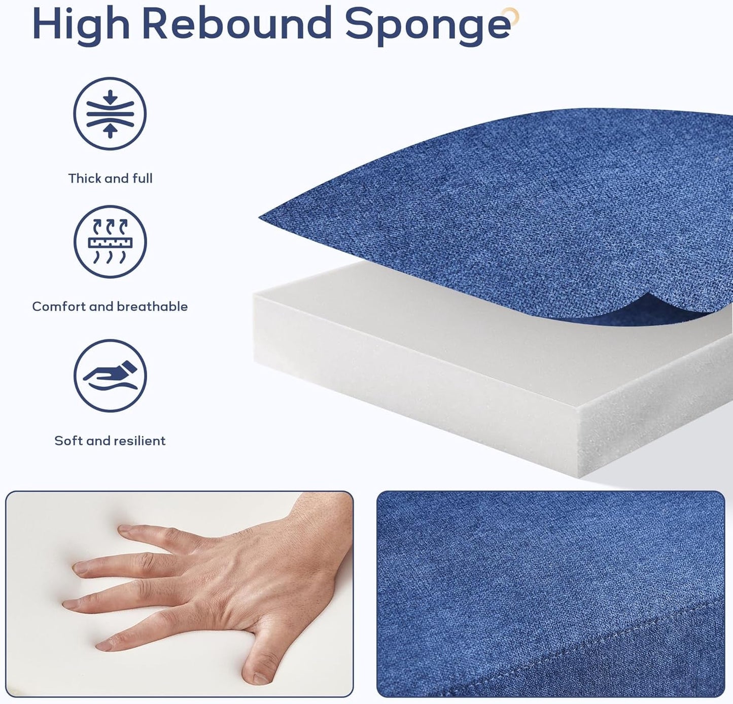 Dark Blue Mid-Century Loveseat: Solid Wood Frame, Button-Tufted