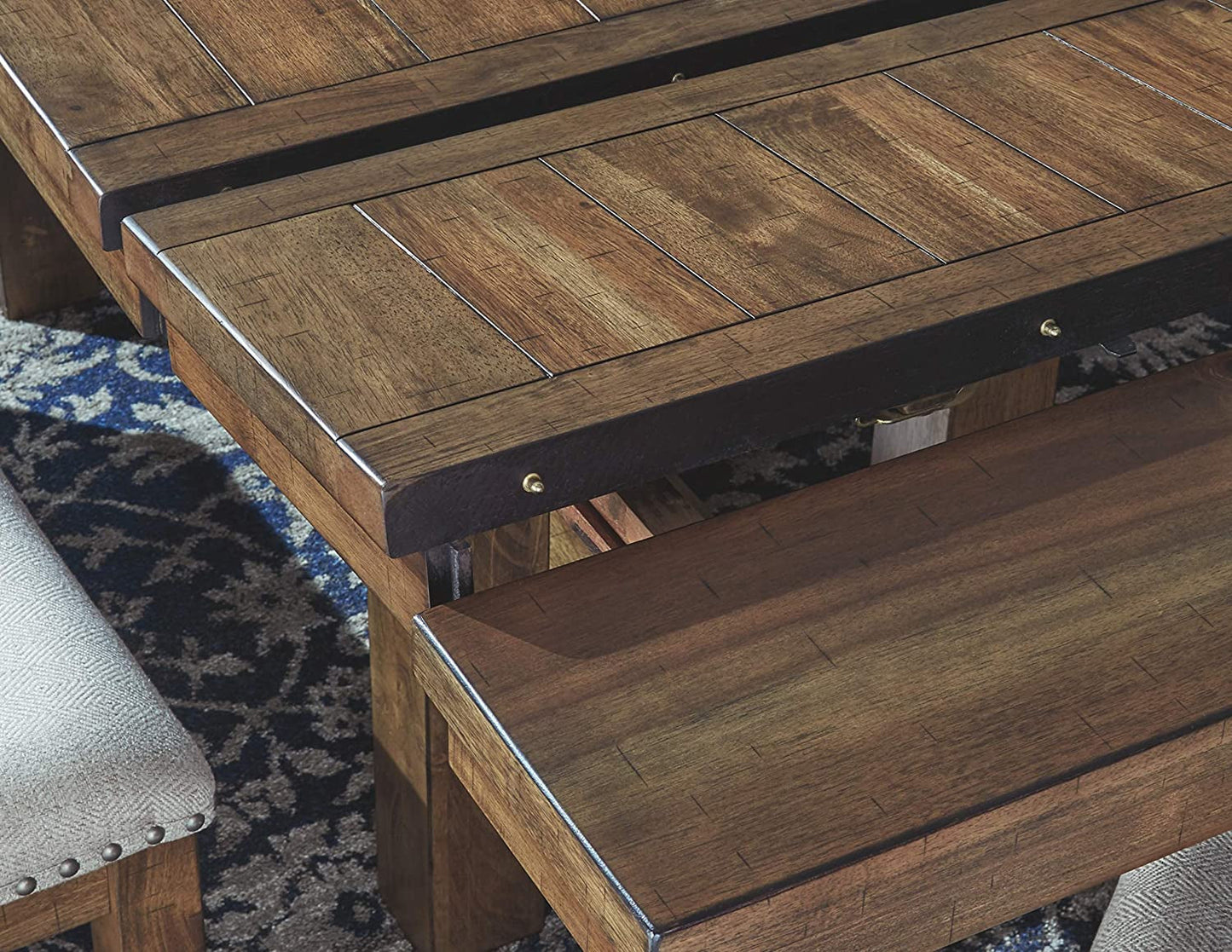 Moriville Farmhouse Dining Extension Table, Seats up to 8