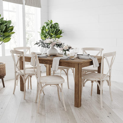 Rustic Solid Pine Farm Dining Table in Antique Finish