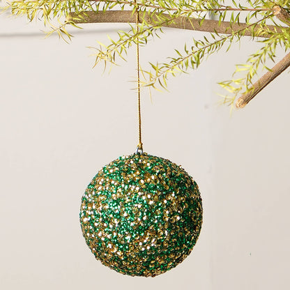 Expobazaar SEQUINS LAC BALL HANGING ORNAMENT- Gold & Green - Green & Gold