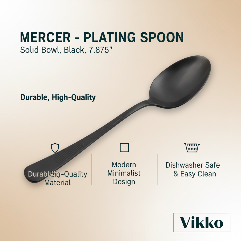 Mercer - Plating Spoon, Solid Bowl, Black, 7.875"