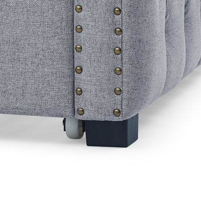 Upholstered Tufted Daybed Sofa Bed with Trundle and Convertible Design