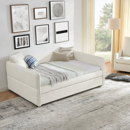 Upholstered Tufted Daybed Sofa Bed with Trundle and Convertible Design