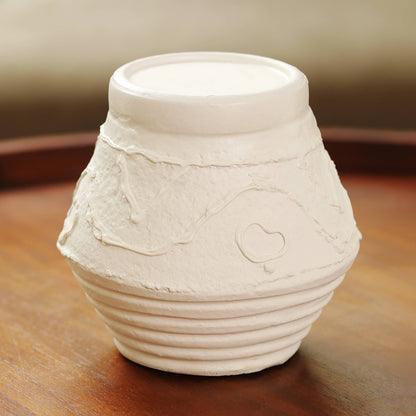 Organic Pattern Terracotta Candle Holder 5.2x5.2x5.5'' Rustic Candle Stand for Ambient Lighting