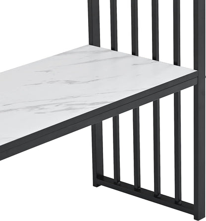 Contemporary Marble Top Console Table with Storage Shelf