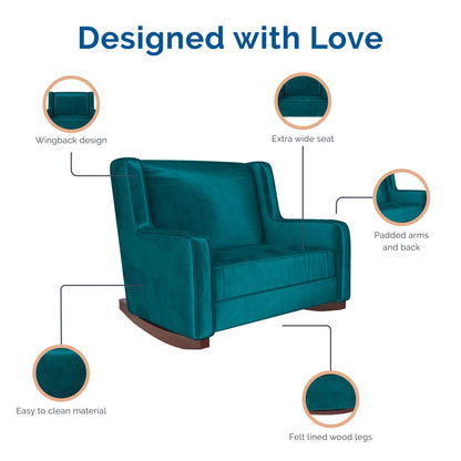 Hadley Upholstered Double Rocker Chair, Green Velvet